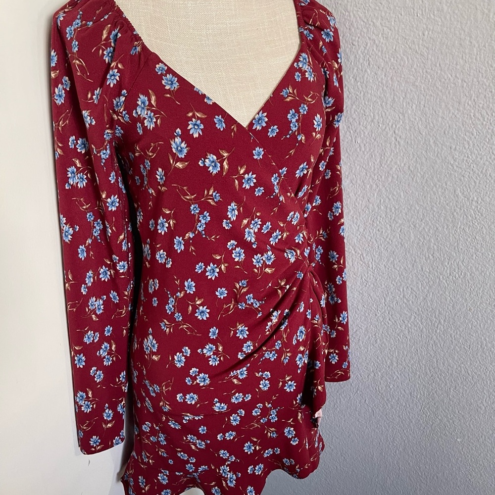 Forever 21 Floral Burgundy Dress